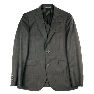 Hardy Amies Charcoal Brown Checked Pure Wool Portugal Blazer 38R NWOT